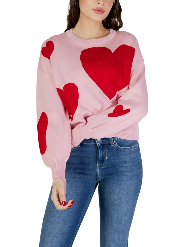 Only Roza pulover z rdečimi srčki