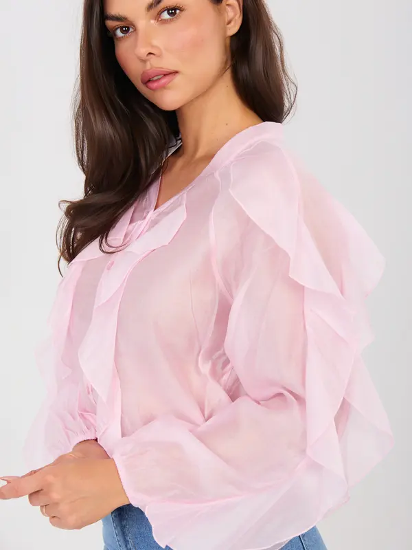 Factory Price Roza šifonska bluza z volančki