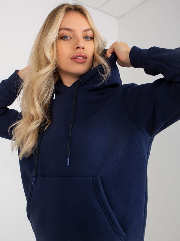 Fashionhunters RUE PARIS basic navy hoodie