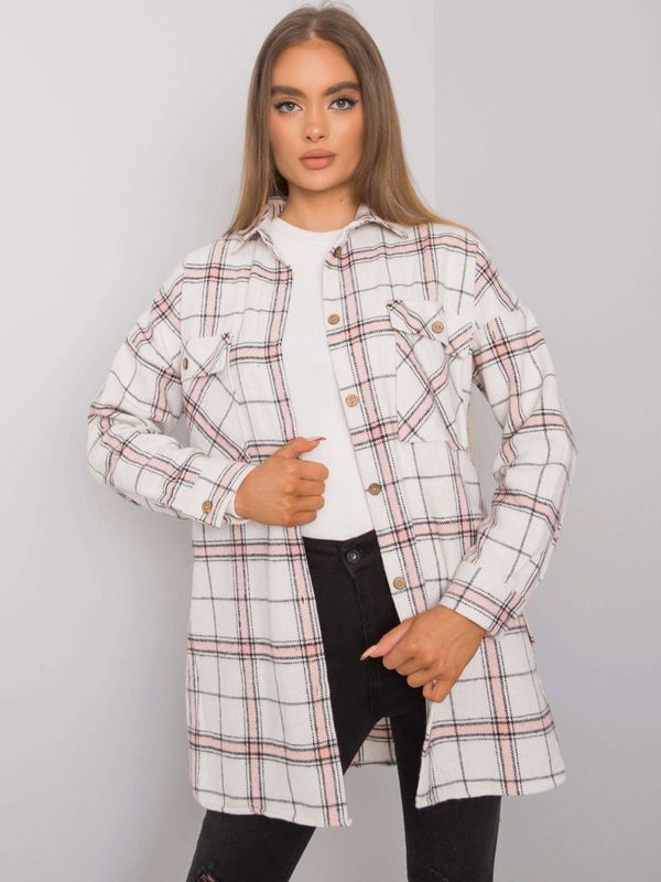 Fashionhunters RUE PARIS Beige and pink plaid shirt