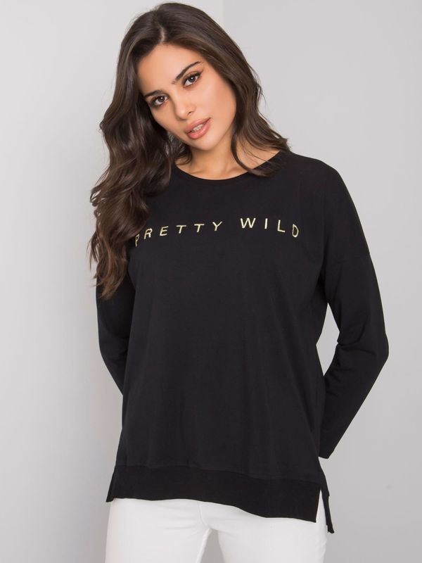 Fashionhunters RUE PARIS Black blouse with inscription