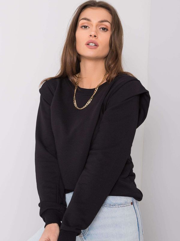 Fashionhunters RUE PARIS Black Cotton Sweatshirt