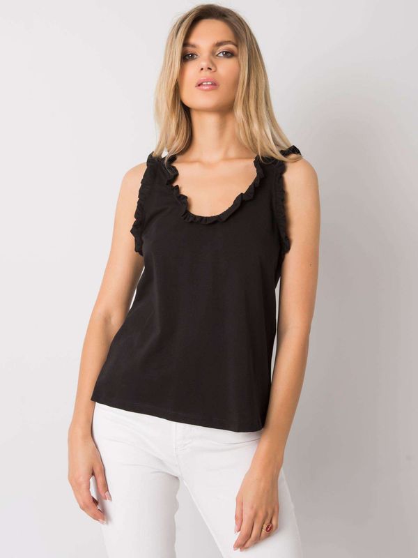 Fashionhunters RUE PARIS Black cotton top