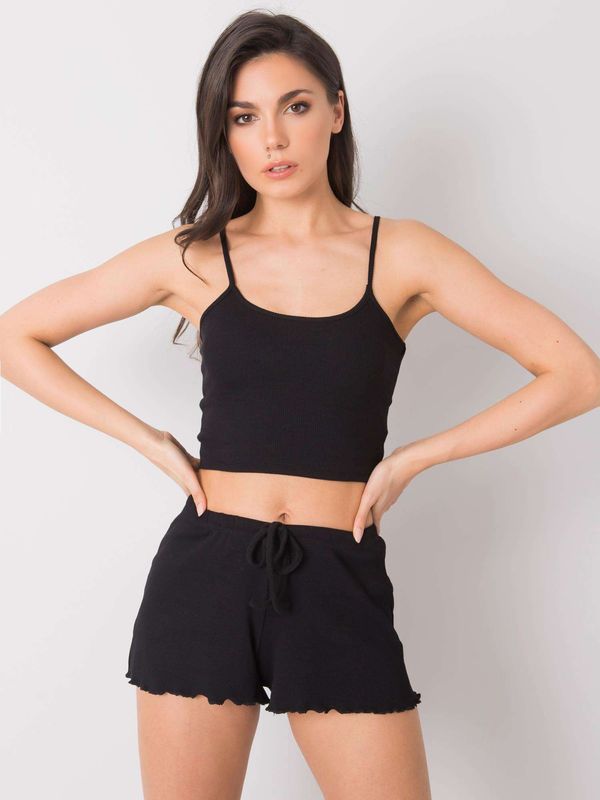 Fashionhunters RUE PARIS Black crop top