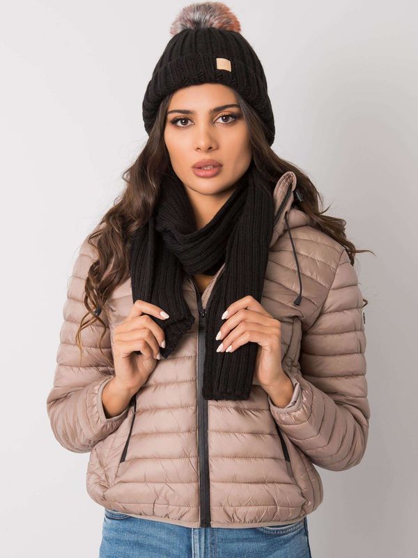 Fashionhunters RUE PARIS Black winter set, hat and scarf