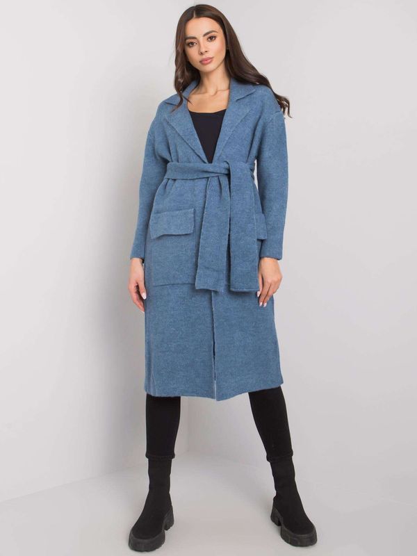 Fashionhunters RUE PARIS Blue cardigan with pockets