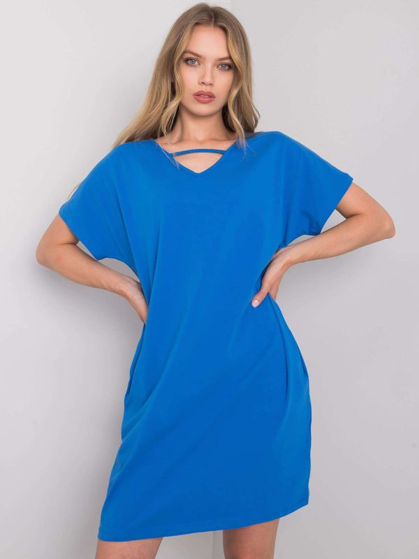 Fashionhunters RUE PARIS Blue oversized dress