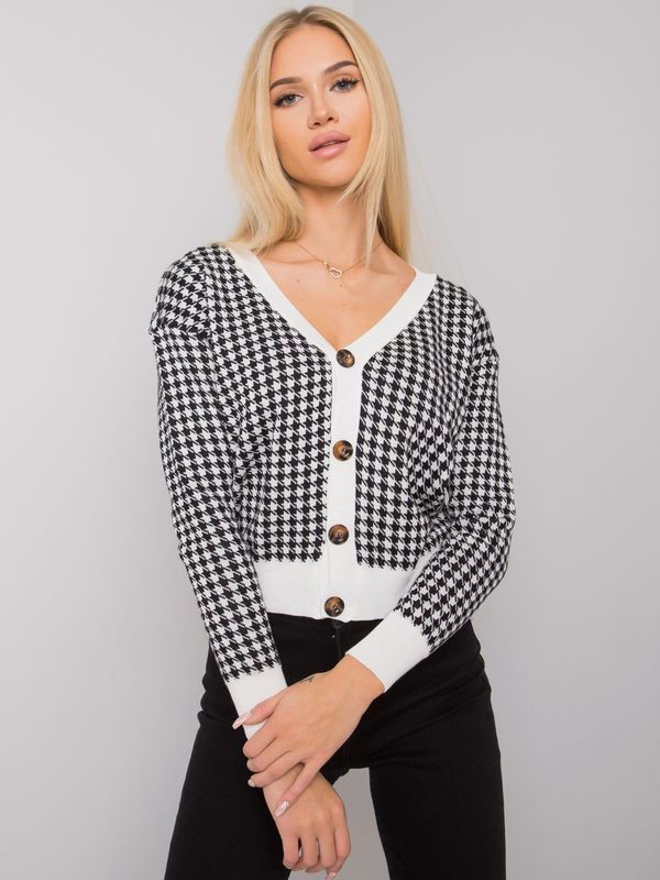 Fashionhunters RUE PARIS Button black and white sweater