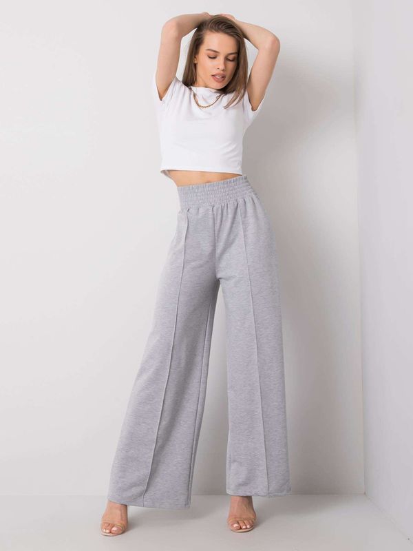 Fashionhunters RUE PARIS Cotton sweatpants grey melange