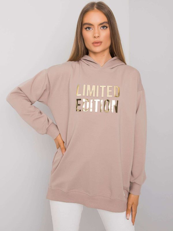 Fashionhunters RUE PARIS Dark beige sweatshirt with pockets