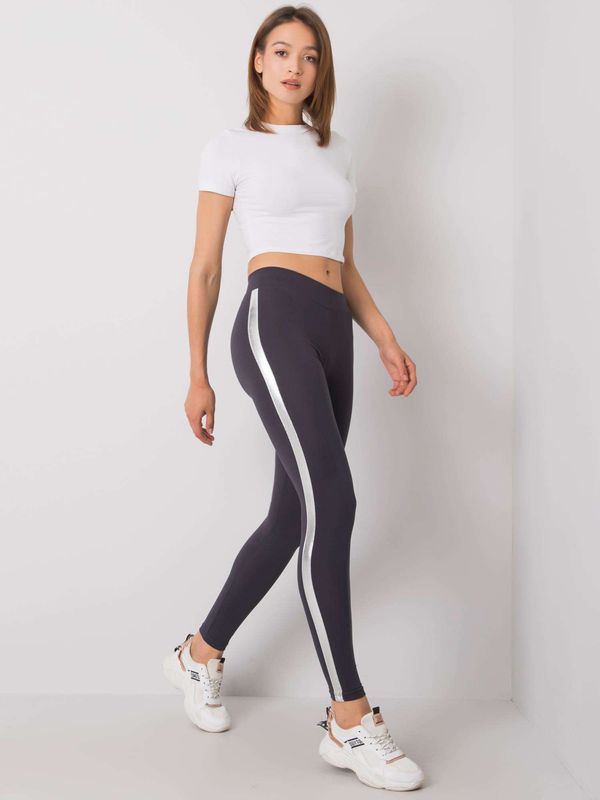 Fashionhunters RUE PARIS Dark grey and gold leggings