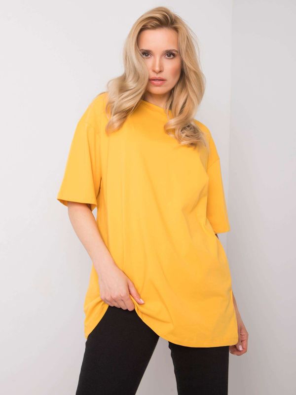 Fashionhunters RUE PARIS Dark yellow cotton T-shirt