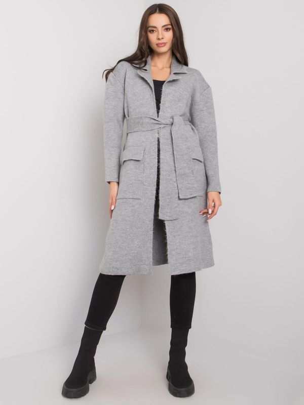 Fashionhunters RUE PARIS Grey cardigan with pockets