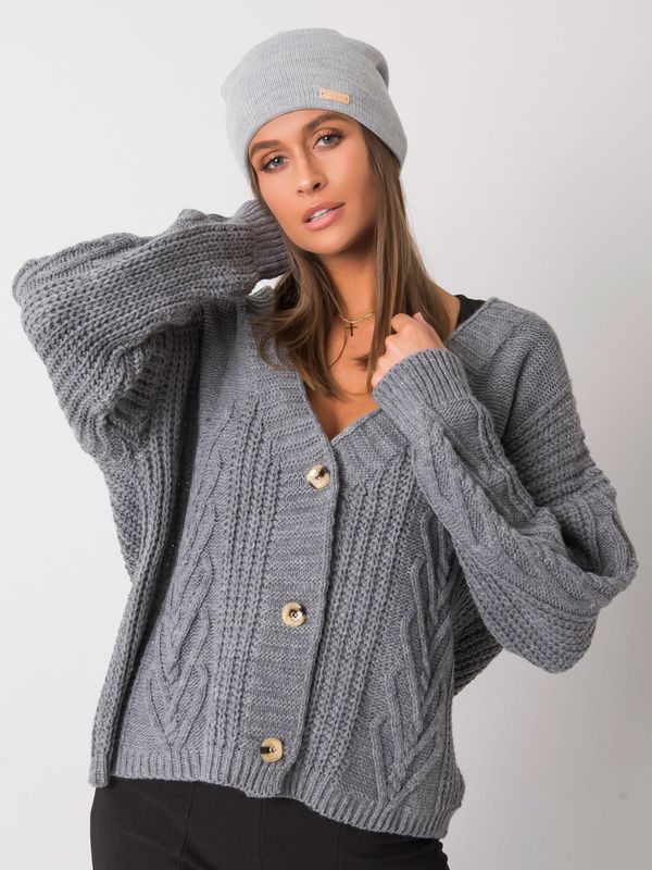 Fashionhunters RUE PARIS Grey plain beanie