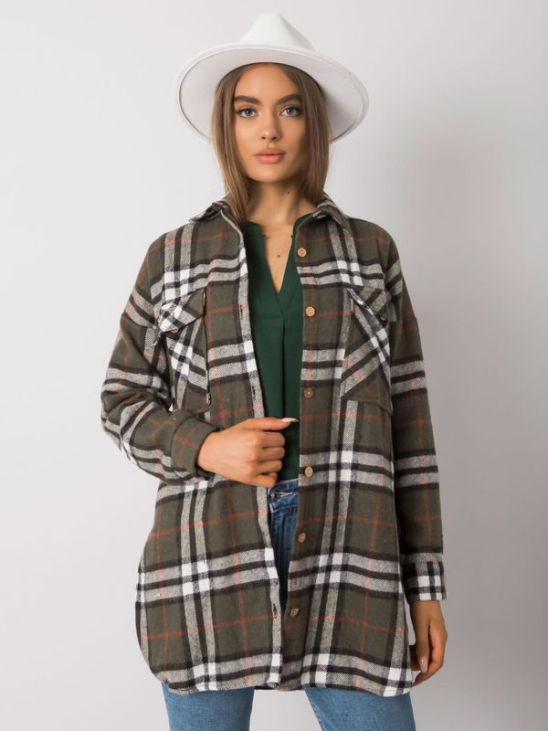 Fashionhunters RUE PARIS Khaki plaid shirt