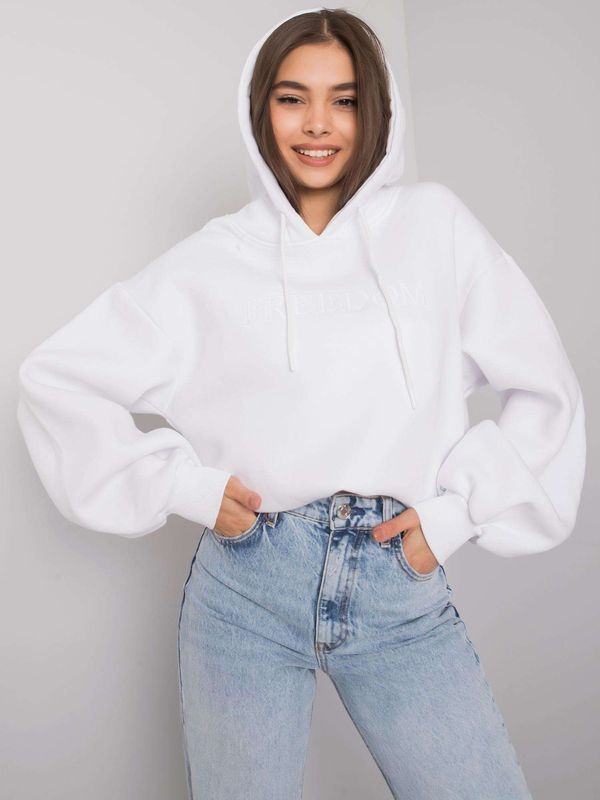 Fashionhunters RUE PARIS Ladies White Cotton Hoodie