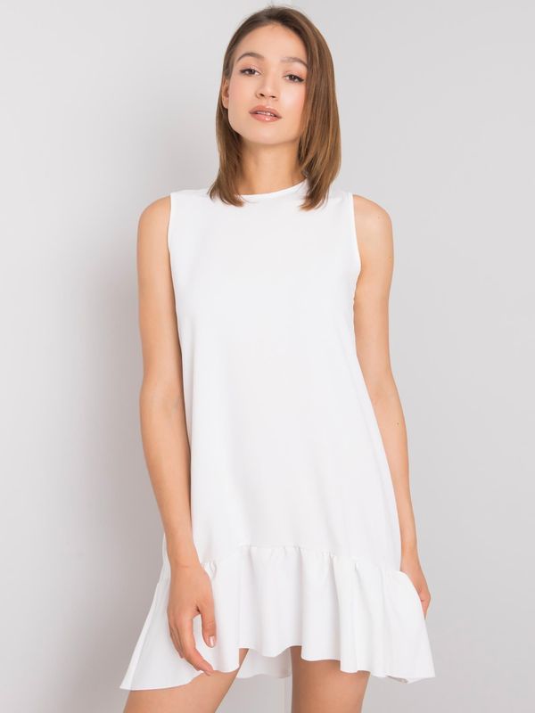 Fashionhunters RUE PARIS Lady's white dress with frills