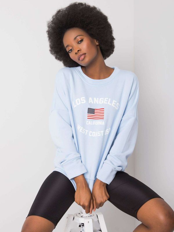 Fashionhunters RUE PARIS Light blue sweatshirt with print