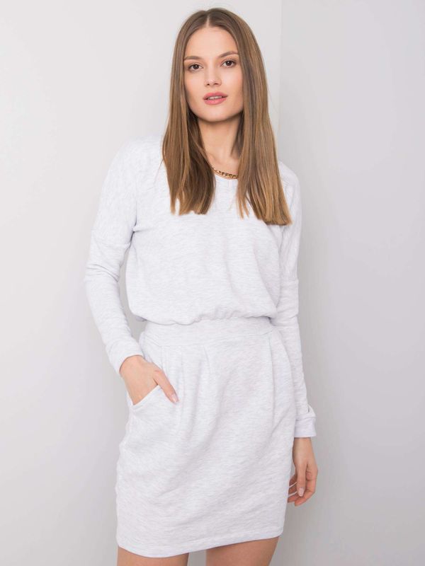 Fashionhunters RUE PARIS Light grey melange sweatshirt dress