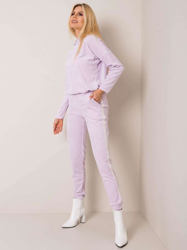 Fashionhunters RUE PARIS Light purple velour set