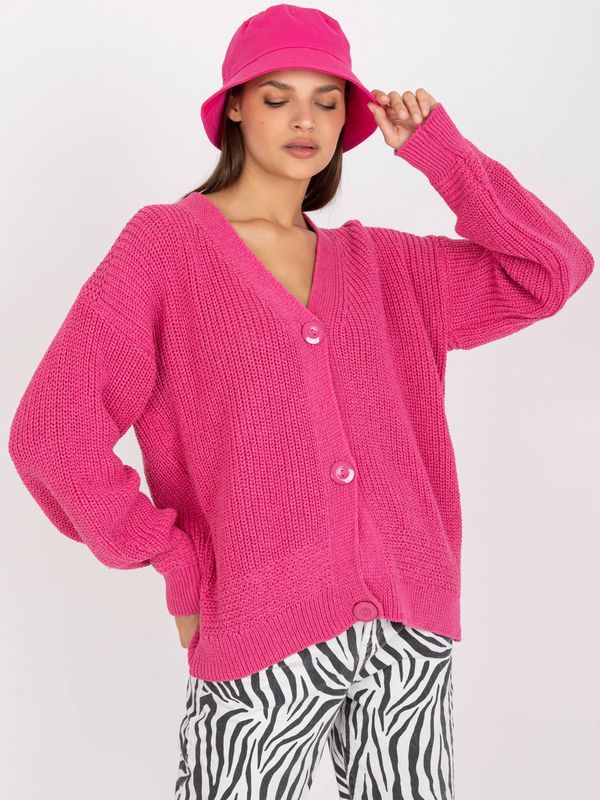 Fashionhunters RUE PARIS pink oversize long sleeve cardigan