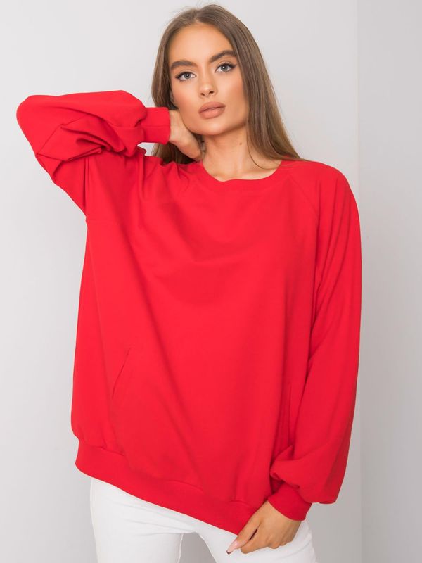 Fashionhunters RUE PARIS Red cotton sweatshirt without hood