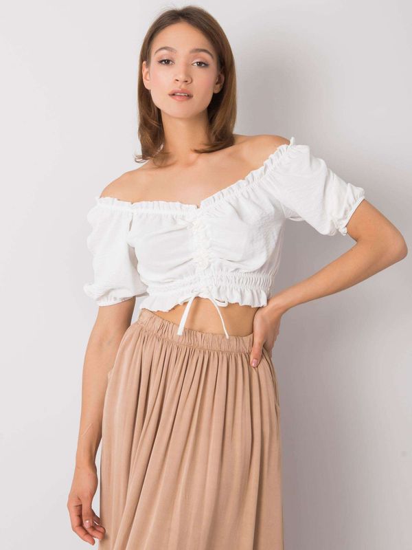 Fashionhunters RUE PARIS White Short Blouse