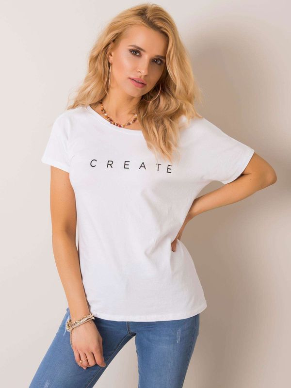 Fashionhunters RUE PARIS White T-shirt with neckline at back