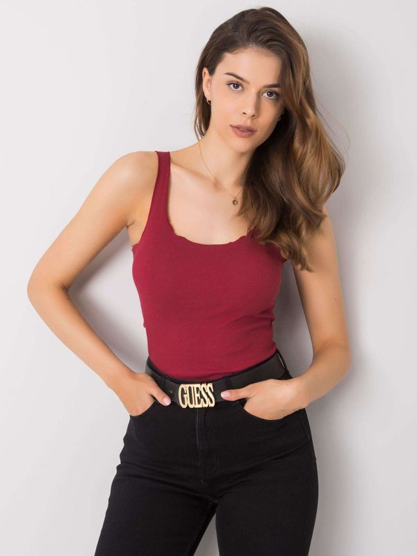 Fashionhunters RUE PARIS Wine ribbed top