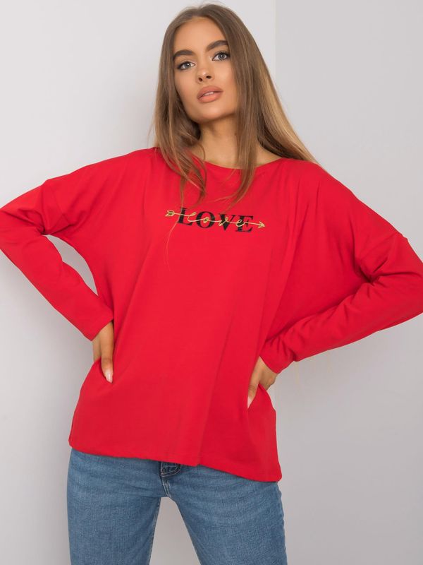 Fashionhunters RUE PARIS Women's Red Cotton Long Sleeve T-Shirt