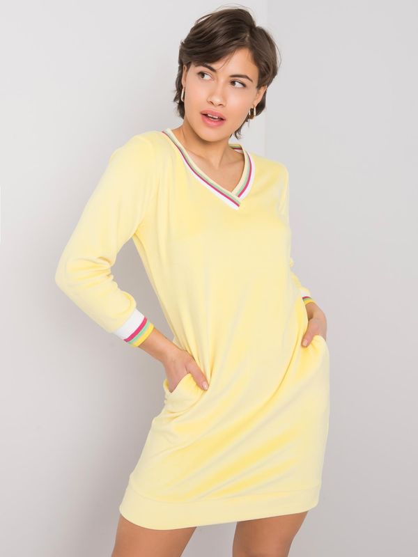 Fashionhunters RUE PARIS Yellow velour dress