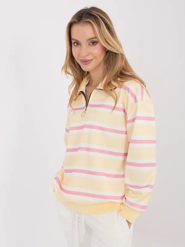Italy Moda Rumen črtast pulover z zadrgo