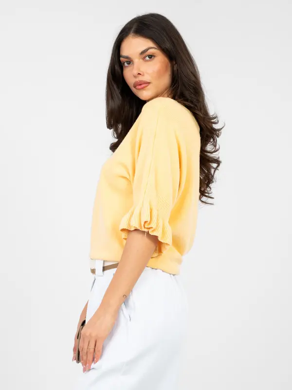 Italy Moda Rumen pulover z nabranimi rokavi