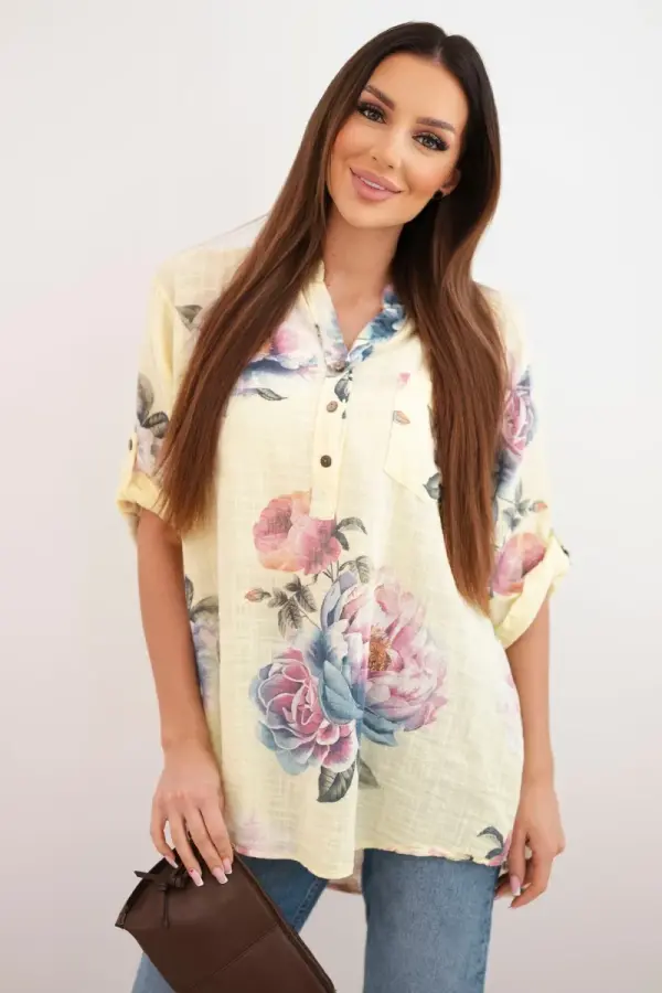 Kesi Włoski Rumena bluza Kesi s cvetličnim vzorcem