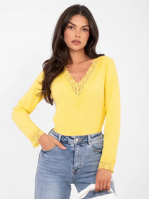 Factory Price Rumena bluza s čipko