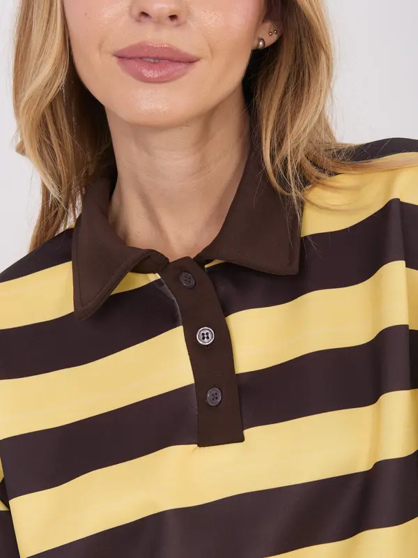 Italy Moda Rumena črtasta bluza z ovratnikom
