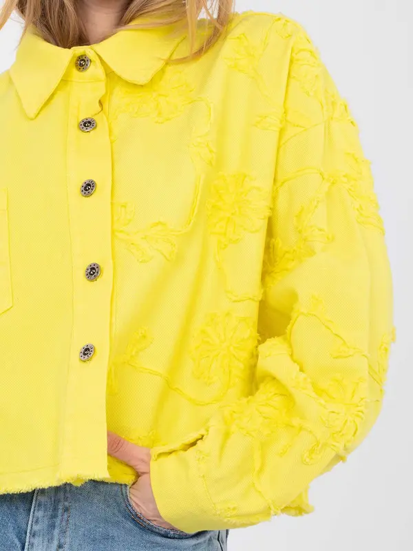 RUE PARIS Rumena jeans jakna