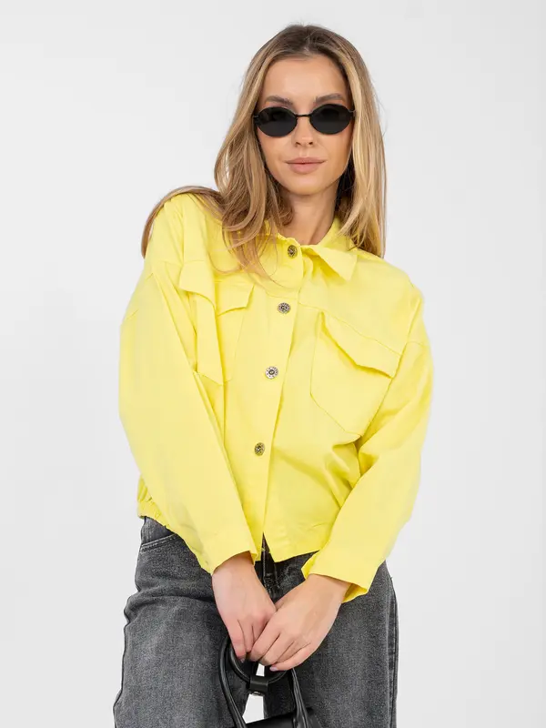 RUE PARIS Rumena jeans jakna