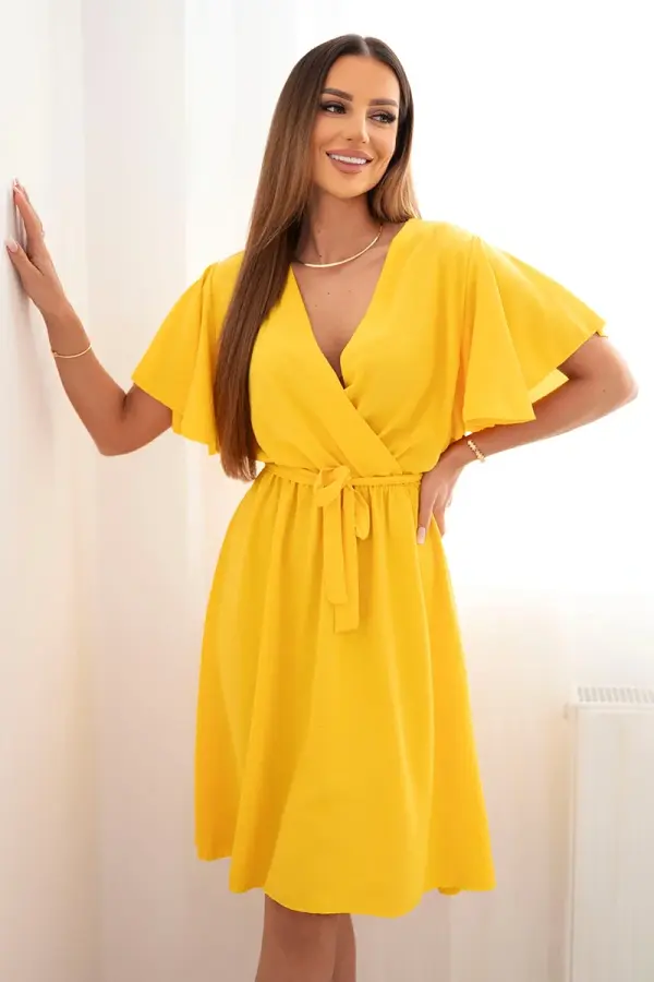 Kesi Włoski Rumena obleka z V-izrezom Kesi Włoski
