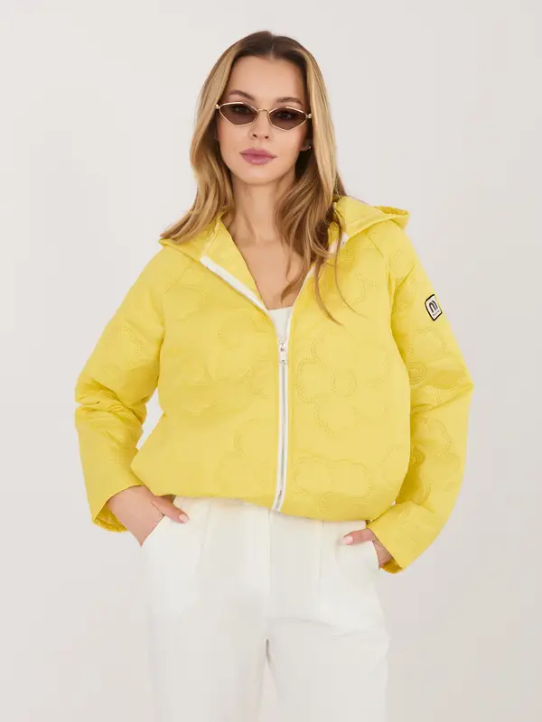 RUE PARIS Rumena prehodna jakna z rebrastim robom