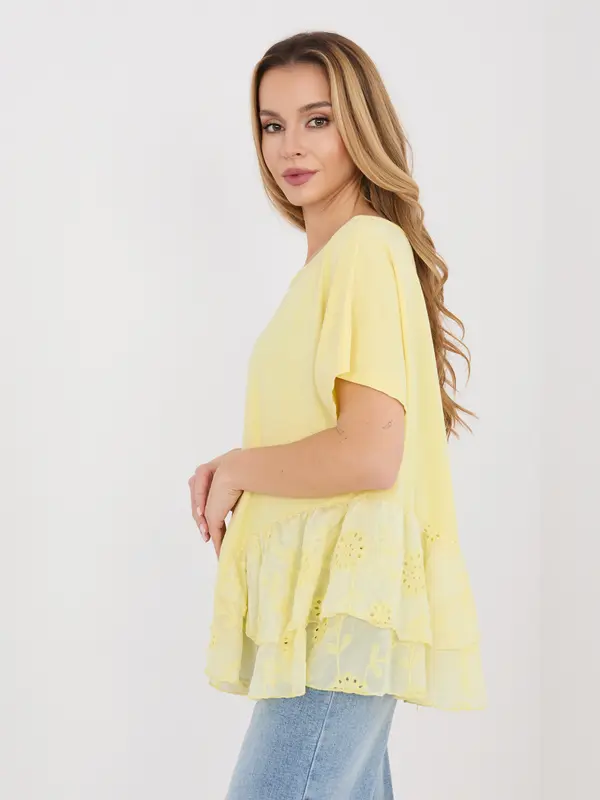 Italy Moda Rumena prevelika bluza s peplumom