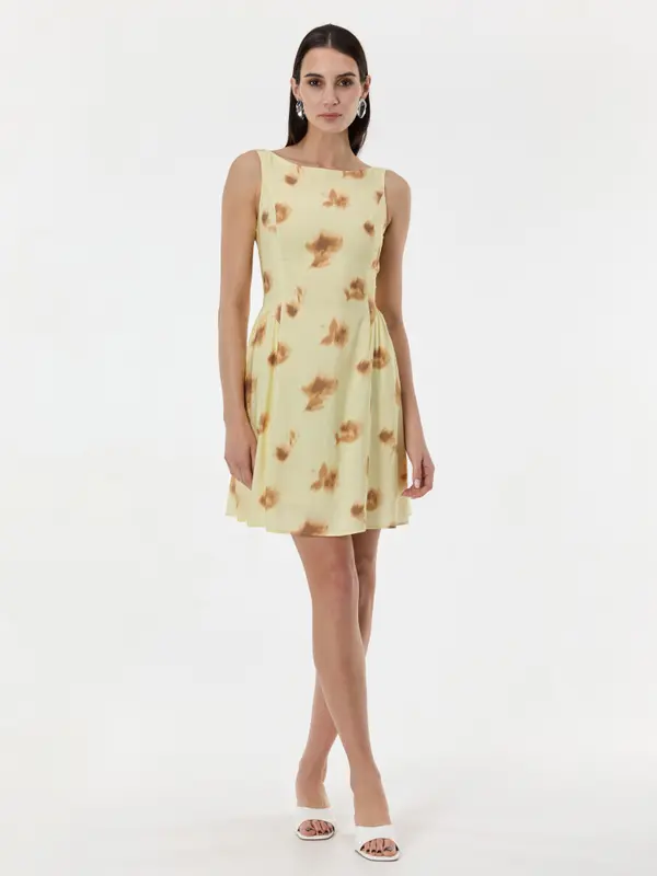 Orsay Rumena vzorčasta obleka brez rokavov ORSAY