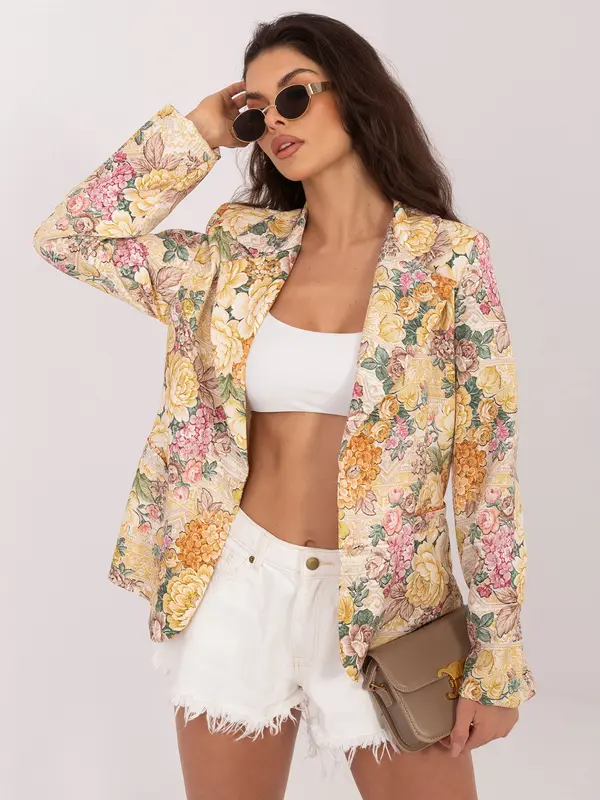 Italy Moda Rumena ženska jakna z enorednim zapenjanjem