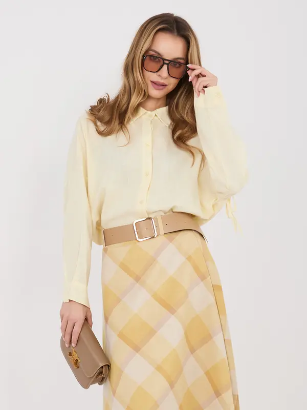 Italy Moda Rumena ženska srajca na gumbe