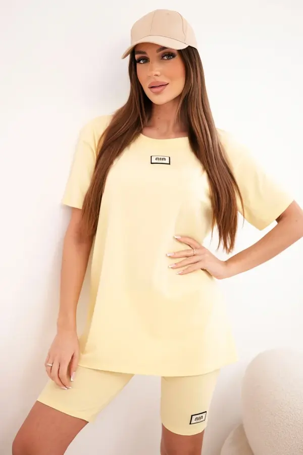 Kesi Włoski Rumena ženska trenirka s kratkimi rokavi