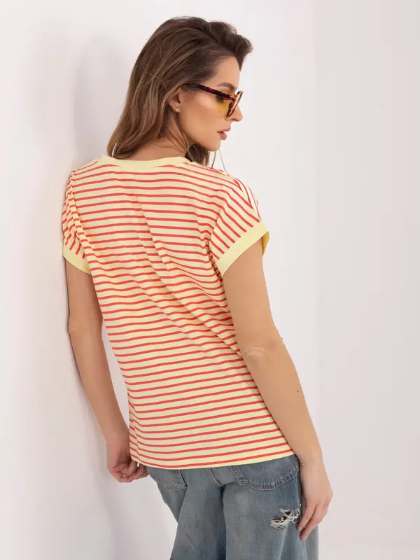 RELEVANCE Rumeno-rdeča črtasta majica