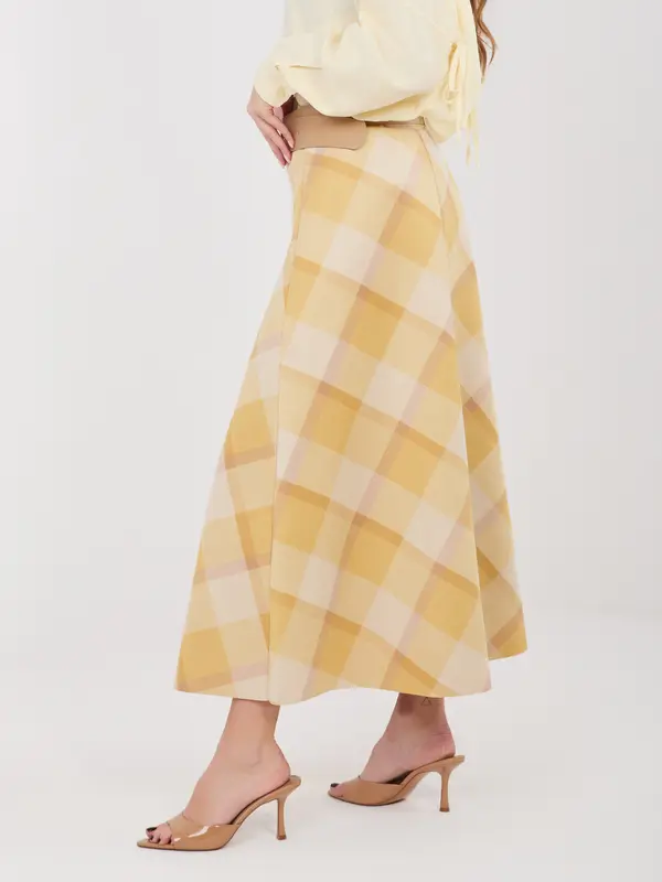 Italy Moda Rumeno žametno krilo s pasom