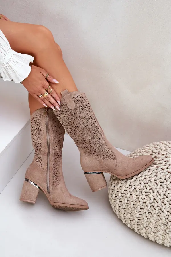 S. BARSKI S. BARSKI Cutout Cowboy Boots Mid-Calf S.Barski