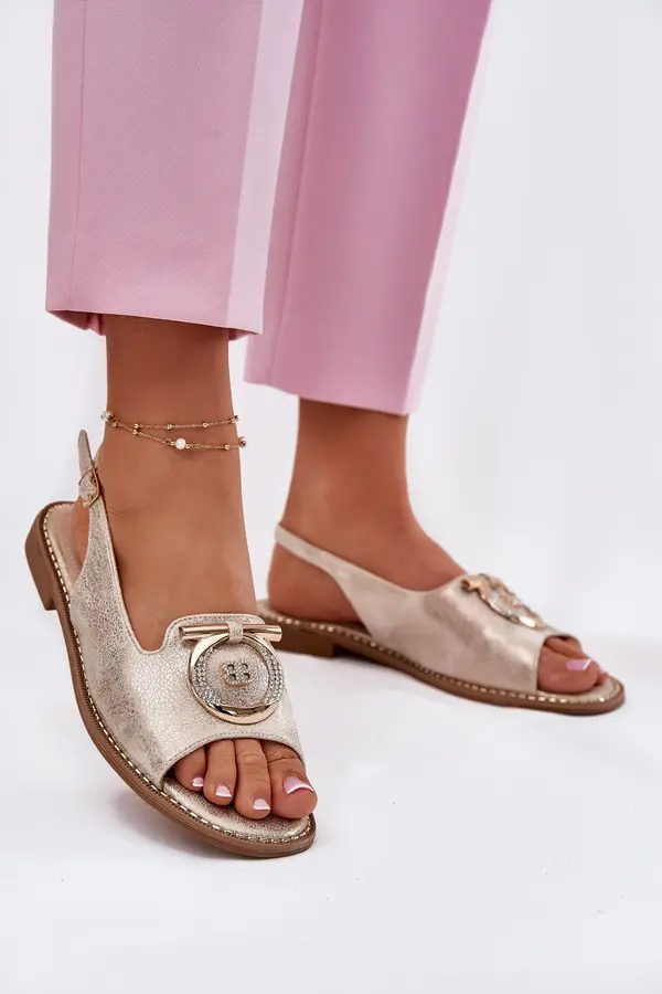 S. BARSKI S. BARSKI Elegant Sandals With Decoration On Flat Heel S.Barski