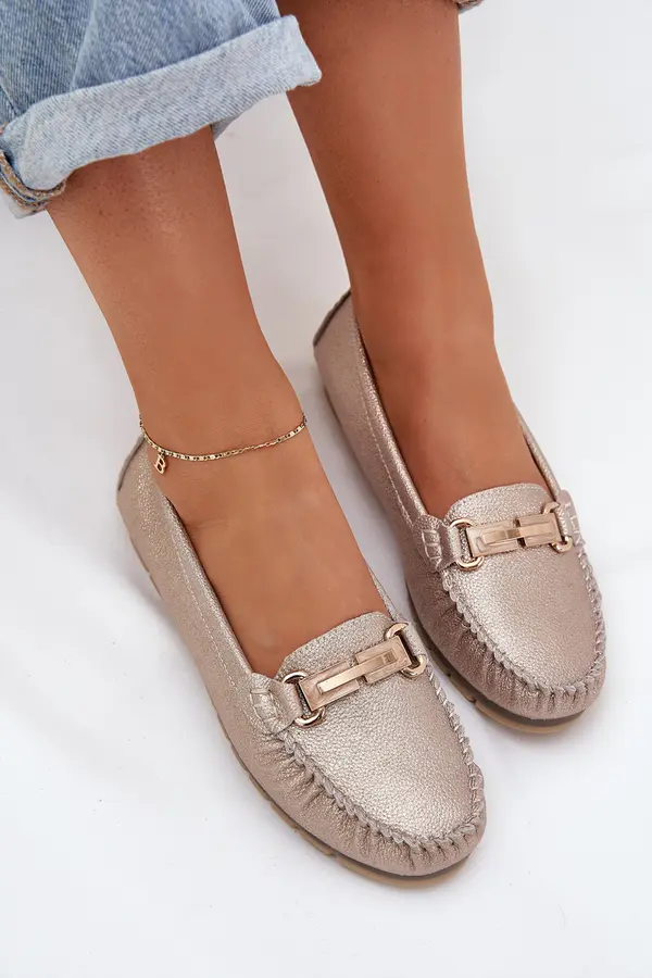 S. BARSKI S. BARSKI Glitter Flat Moccasins Made Of Natural Leather D&A